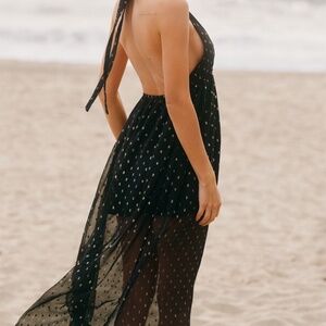 CELANDINE BEACH DISCO PLUNGING MAXI DRESS